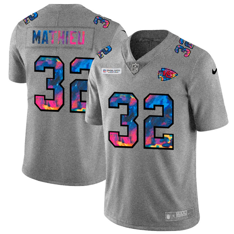 NFL Kansas City Chiefs #32 Tyrann Mathieu Men Nike MultiColor 2020  Crucial Catch  Jersey Grey->kansas city chiefs->NFL Jersey